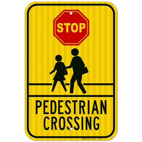 Stop Pedestrian Crossing Sign 12x18 Inches 3m Egp