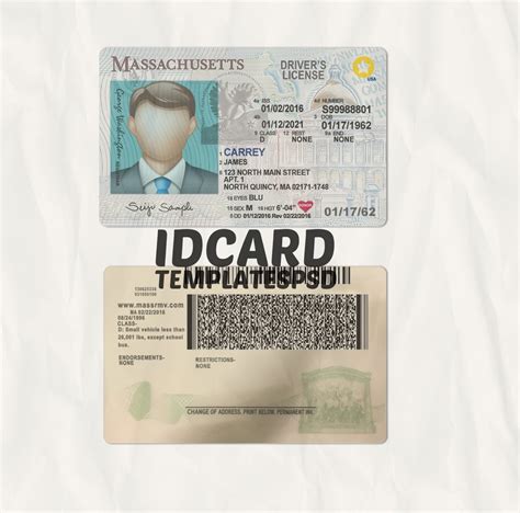 Massachusetts Driver License Psd Id Card Templates Psd