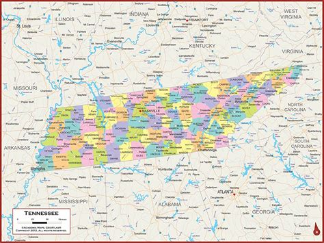 Amazon Com 54 X 41 Large Tennessee State Wall Map Poster With Counties