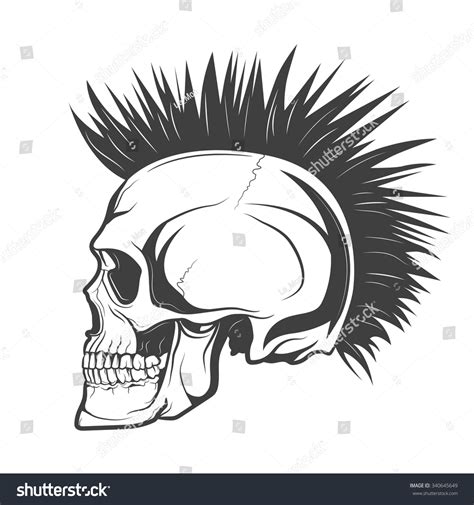 how to draw a skull with a mohawk