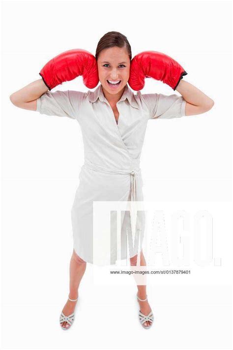 Portrait Of A Businesswoman With Boxing Gloves Xfotosearchxlbrfx Xcsp