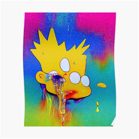 Melting Of Bart Melties Psychedelic Pop Culture Digital Art Poster