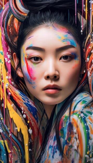 Premium Ai Image Asian Woman Striking Lowkey Image Radiant Colors