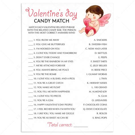 Fun Valentine S Day Game Candy Match Printable And Virtual Files