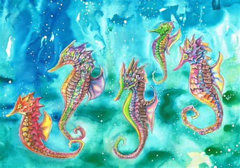 Five Seahorses By Dawndelver On Deviantart Seahorse Art Seahorses