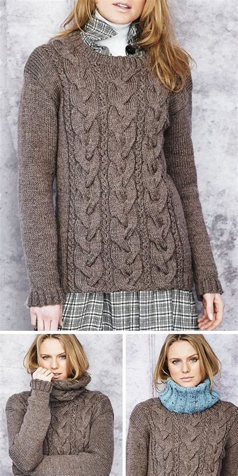 Knitting Patterns Or Kit For Aran Cabled Sweater And 2 Cowls Cable Sweater Pattern Cable Knit