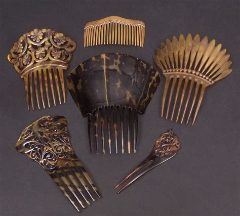 Collection Of Antique Victorian Edwardian Hair Combs Including
