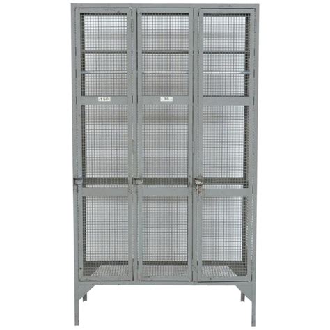 Pair Industrial Metal Steel Cage Mesh Lockers Cabinets Storage For