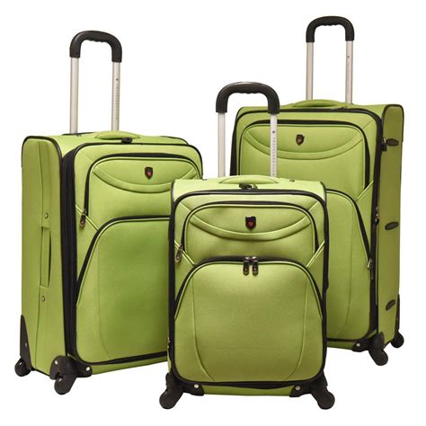 3 Piece Eva Expandable Vertical Luggage Set Green Eva 24703 Ex 340