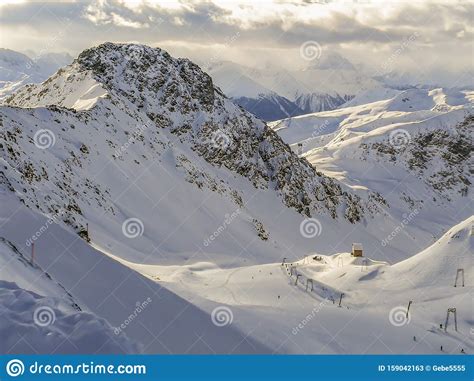 Snow Capped Mountains In Switzerland Taken In Davosswitzerland Stock