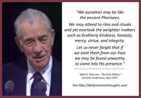 Petersen in his first conference address as a member of the council of the twelve in 1944. Daily Thought from Modern Prophets: Elder Mark E. Petersen ...