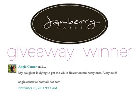 Sissyprint Jamberry Nails Giveaway Winner