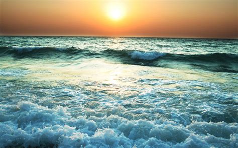 Sea Waves At Sunset Desktop Wallpapers 1920x1200