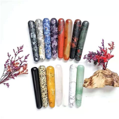 1pcs Natural Crystal Massage Wand Stick Polished Healing Gemstone