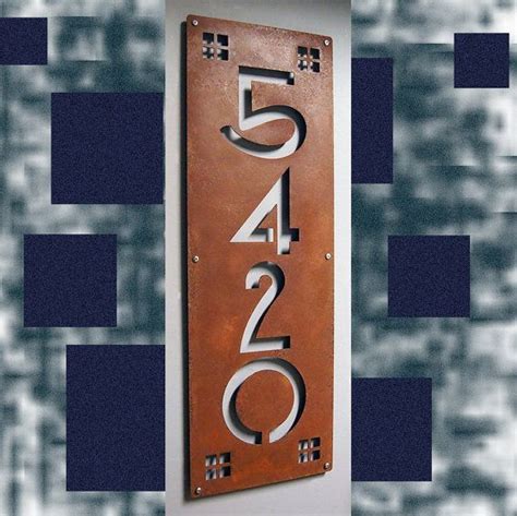 Custom Craftsman Ultra Wide Vertical House Numbers In Rusted Etsy