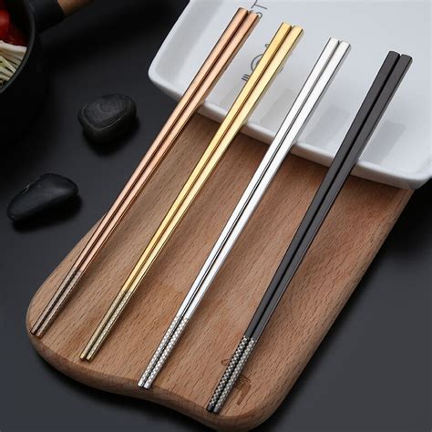 Here you may to know how to hold chopsticks korean style. SAMZI1 Pair Korean Chopsticks Stainless Steel Titanium Plating Gold Rose Gold flat Chop Sticks ...