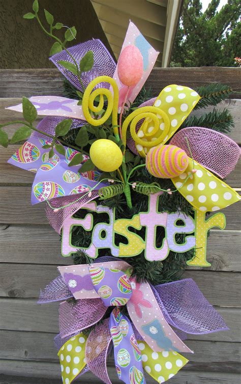 24 Easter Wreath Easter Egg Door Decor Easter Bunny Swag Etsy