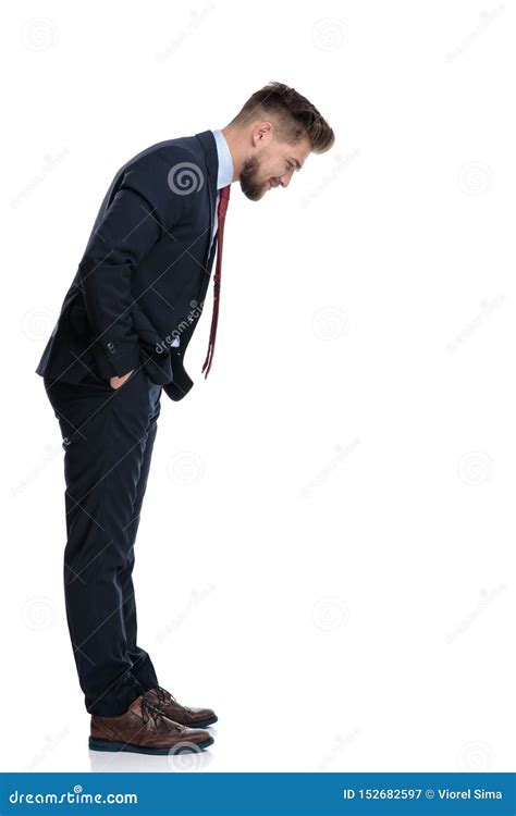Side View Of A Focused Businessman Looking Down Stock Image Image Of