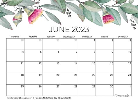 June 2023 And 2024 Calendar Free Printable With Holidays