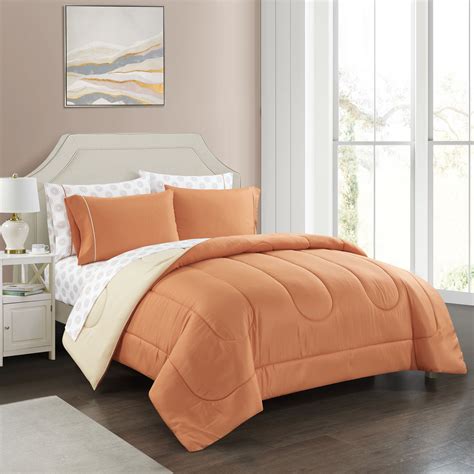 Casa 7 Piece Solid Reversible Comforter Set With Bonus Sheets Queen