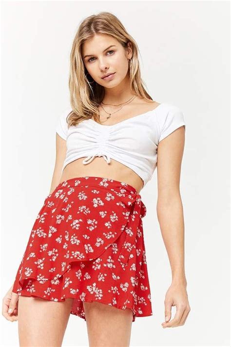 Forever 21 Floral Wrap Mini Skirt Wrap Mini Skirt Mini Skirts Classy Casual Fashion Advice