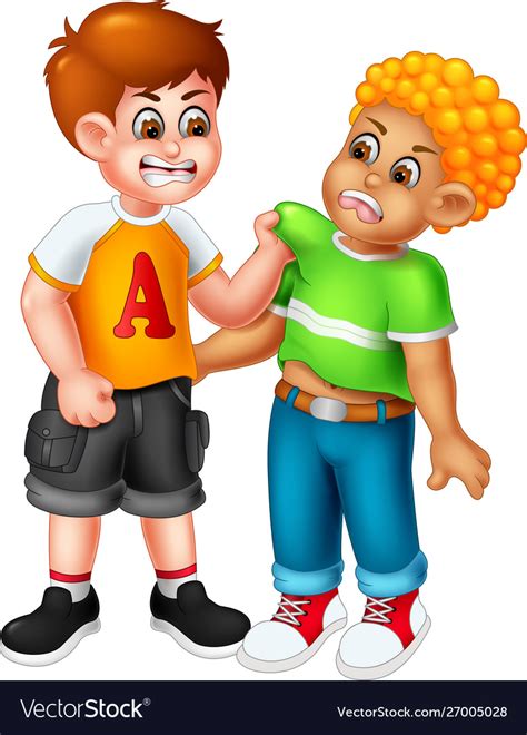 Two Boys Fighting Cartoon Royalty Free Vector Image