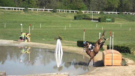Rider Falls Off Eventing On Xc In Water Complex At Pompadour 2015