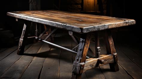 Premium Ai Image Medieval Simplicity Trestle Table In Classic Style