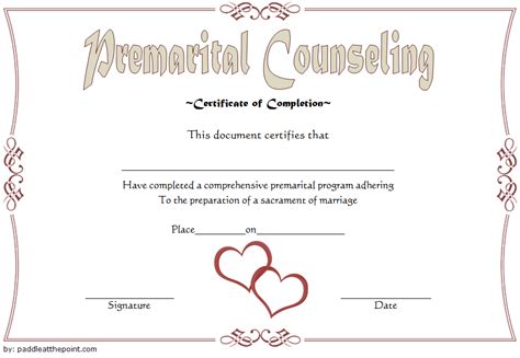 Pre Marriage Counseling Certificate Template Free Printable 2
