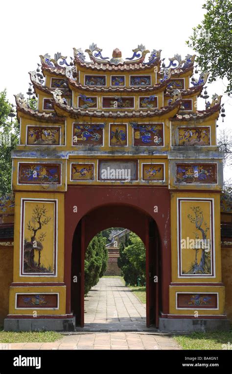 Vietnam Hue Citadel Gate Asia Southeast Asia City Sight Landmarks Stock