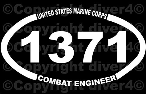 Usmc 1371 Combat Engineer Oval Car Truck Van Window Or Bumper Etsy