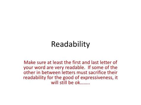 Ppt Readability Powerpoint Presentation Free Download Id6156015