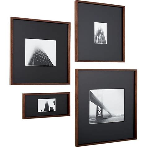 gallery walnut modern picture frames with white mats cb2 photo wall decor framed art