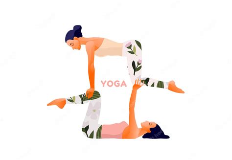 premium vector two women practicing acro yoga exercise yoga pose for couple balance