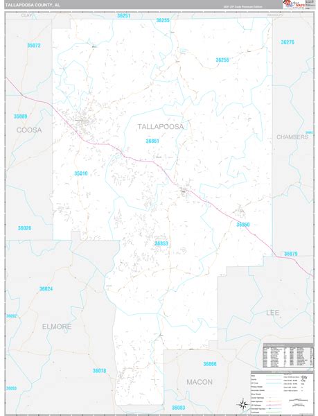 Organized dec 18, 1832 from chickasaw cession. Tallapoosa County, AL Wall Map Premium Style by MarketMAPS