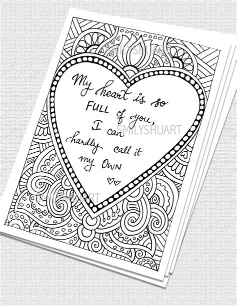 My Heart Is Full Of You Love Message Card Printable Valentines Day