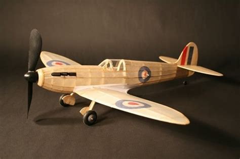 Spitfire Complete Vintage Model Rubber Powered Flying Balsa Wood