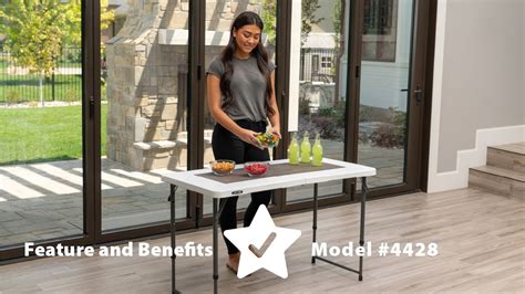 Lifetime 4 Ft Adjustable Fold In Half Table Model 4428 Features