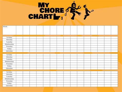 9 Best Blank Weekly Chore Chart Printable Templates