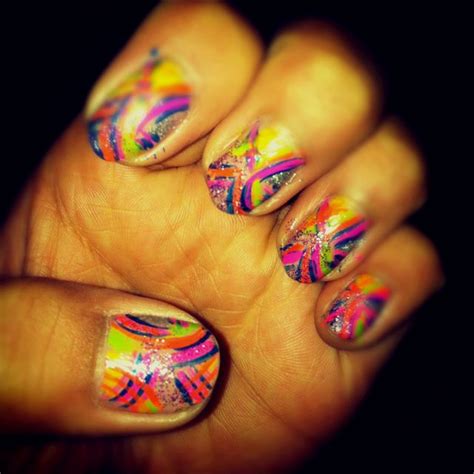 Crazy Wild Colorful Nails W Glitter Colorful Nails Crazy Nails Nail