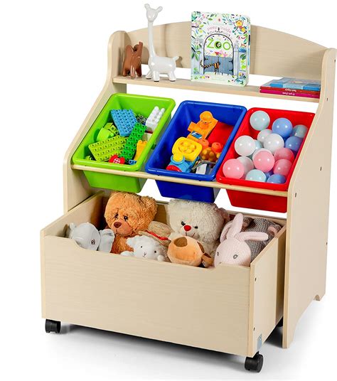 Maxmass Kids Toy Storage Organizer Wooden Children Storage Cabinet