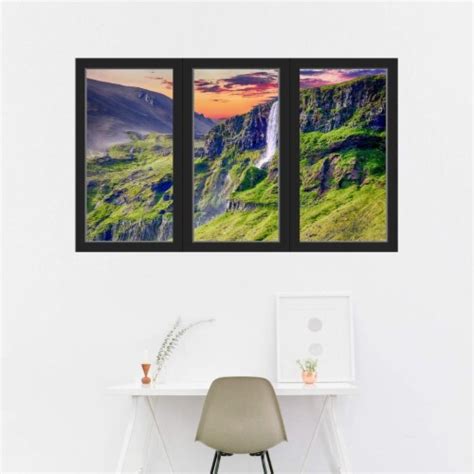 Vwaq 3d Office Window Waterfall Decal Nature Peel And Stick Mural