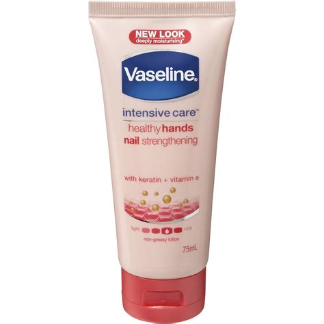 Designed to nourish hands, vaseline healthy hand & nail hand cream helps soften skin and strengthen nails in two weeks. Vaseline Intensive Care Hand Cream Healthy Hands Stronger ...