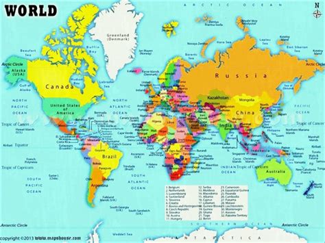 World Map With Countries Labeled And Capitals