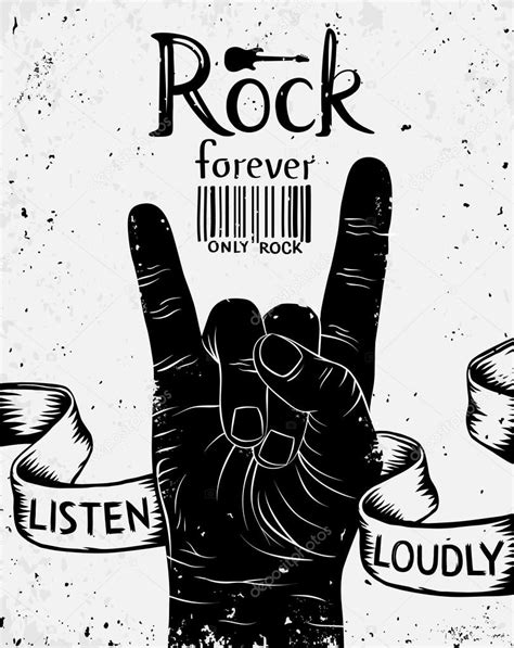 vintage label with rock forever rock and roll hand sign stock vector image by ©oasis15 77400238
