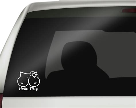 5x Hello Kitty Titty Breasts Decal Funny Car Vinyl Sticker Window Euro