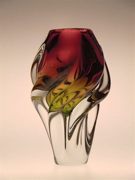 Czech Bohemian Chribska Art Glass Vase By Josef By Vintageretroeu 69 00 Vase Centerpieces