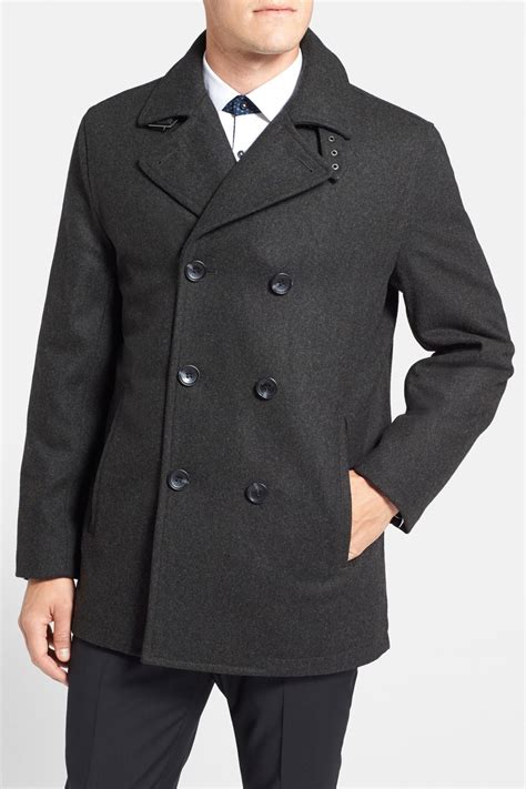 Michael Kors Wool Blend Double Breasted Peacoat For Men Lyst