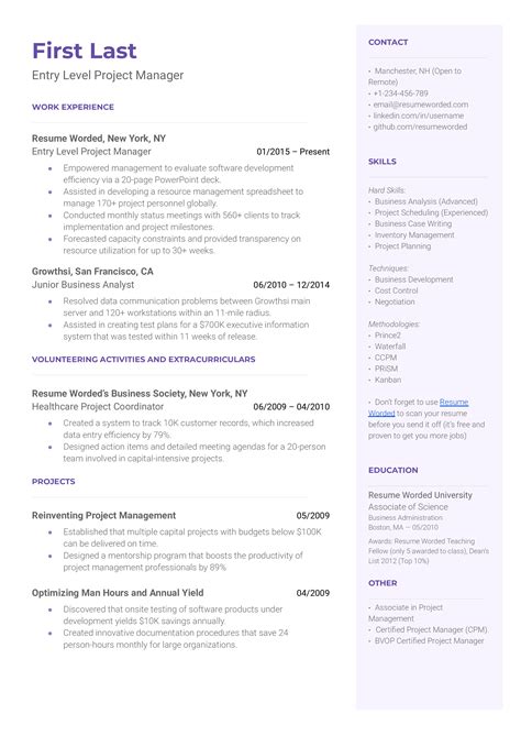 Entry Level Product Manager Resume Examples For 2024 Resume Worded