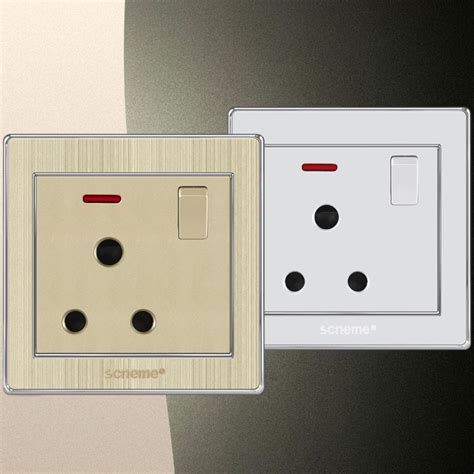 13a Uk Standard Round Hole 3 Pin Wall Socket With Onoff Switch And